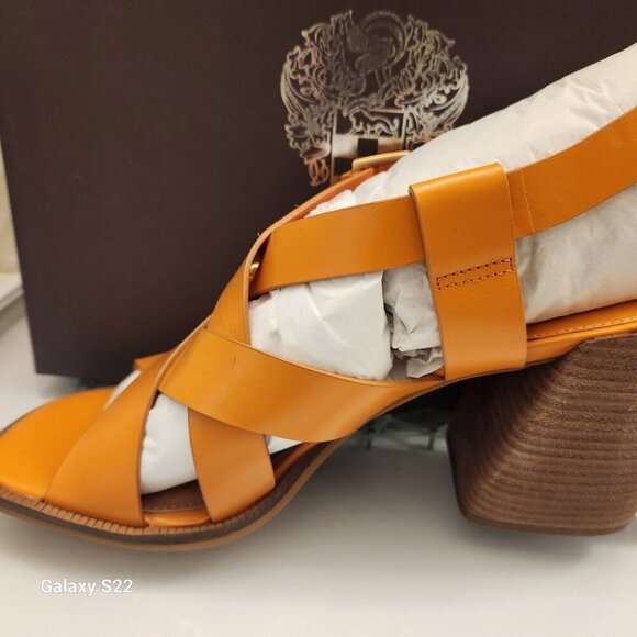 Vince Camuto Leather "Penina" Apricot Crush Block Heeled Sandals. 10. NIB - Picture 5 of 13
